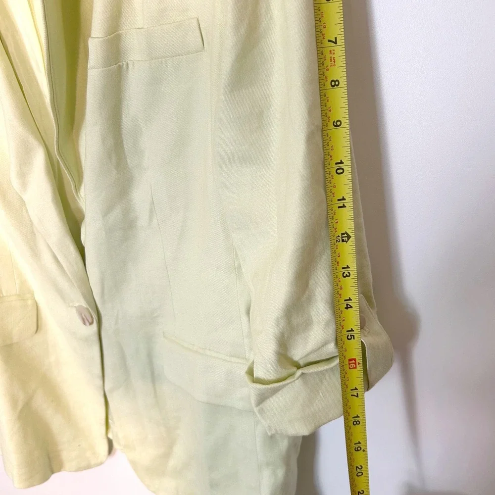 Anthropologie maeve green linen blend blazer Women's 14 preppy summer spring